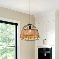 Lightsin Rustic Dining Room Woven Rattan Paper Rope Iron Chandelier for Kitchen Aisle Reading Corner