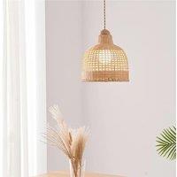 Lightsin Elegant Vintage Woven Rattan Minimalist Pendant Light