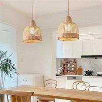 Lightsin Elegant Vintage Woven Rattan Minimalist Pendant Light