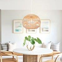Lightsin Sustainable Handwoven Spherical Rattan Pendant Light with Wave Details