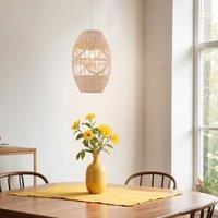 Lightsin Boho-Chic Handwoven Elongated Oval Rattan Pendant Light
