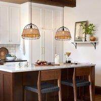 Lightsin Handcrafted Rattan Pendant Light with Iron Frame for Home Decor