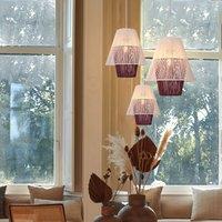 Lightsin Modern White Pendant Light with Purple Paper Rope Design