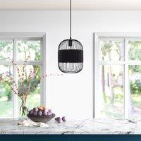Lightsin Black Handcrafted Pendant Light Industrial Rattan Design for Home Decor