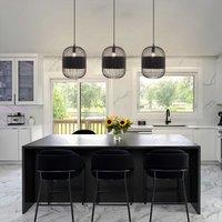 Lightsin Black Handcrafted Pendant Light Industrial Rattan Design for Home Decor