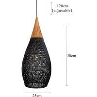 Lightsin Handcrafted Water-Drop Shaped Rattan and Wood Pendant Light