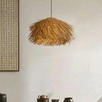 Lightsin Straw Stack Shaped Rattan Woven Pendant Light