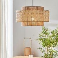 Lightsin Natural Woven Rattan and Hemp Rope Rustic Pendant Light Fixture