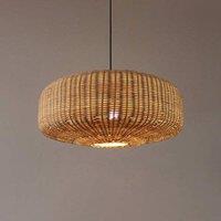 Lightsin Handwoven Rattan Hanging Lamp Rustic Style Pendant Light Fixture