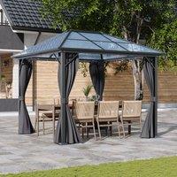 3*3*2.6m Dark Grey Single-roof Sunshade Canopy with Surrounding Fabric