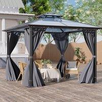 3*3*2.7m Iron and Aluminium Double-top Sun Canopy with Surround Fabric