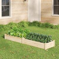 Solid Wood Raised Garden Bed with 2 Compartments