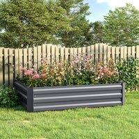Galvanized Steel Square Raised Garden Bed Planter Box in Grey
