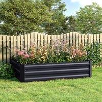 Galvanized Steel Square Raised Garden Bed Planter Box in Black