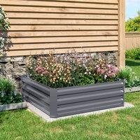 Galvanized Steel Square Raised Garden Bed Planter Box in Grey