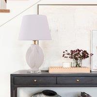 Lightsin 3D Pure White Pod Threaded Ceramic Table Lamp with Fabric Shade