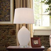 Lightsin 3D Pure White Diamond Embossed Relief Pattern Ceramic Table Lamp