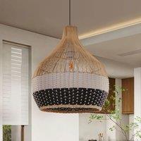 Lightsin Monochrome Japanese Style Handwoven Rattan Pendant Light