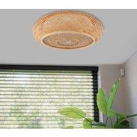 Lightsin Japanese-Style Bamboo Rattan Pendant & Ceiling Light Flat Flush Mount or Hanging Fixture for Bedroom, Living Room & More