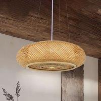 Lightsin Japanese-Style Bamboo Rattan Pendant & Ceiling Light Flat Flush Mount or Hanging Fixture for Bedroom, Living Room & More