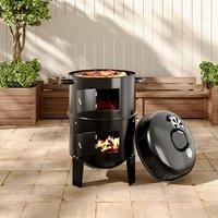 80 cm H 3 in 1 BBQ Charcoal Grill 3 Tier Smoker