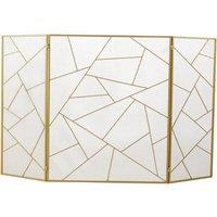 Smallbee Triple-Fold Iron Fireplace Screen Gold Frame 132x1x80cm