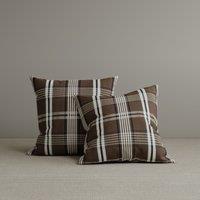 Cottonfy Square Exclusive Design Cushion in Brown Checkered Cotton Linen, 45*45CM