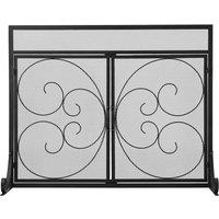 Smallbee Iron Fireplace Screen Black Powder-Coated 89x25x71.5cm