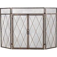 Smallbee Triple-Fold Iron Fireplace Screen Antique Copper Powder-Coated 127x13x81cm