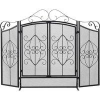 Smallbee Iron Fireplace Screen Black Powder-Coated 114.7x84x16.5cm