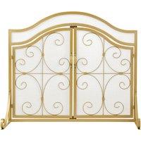 Smallbee Iron Fireplace Screen Gold Powder-Coated 90x32x78.8cm