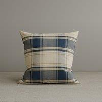 Cottonfy Square Exclusive Design Cushion in Dark Blue Checkered Cotton Linen, 45*45CM