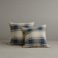 Cottonfy Square Exclusive Design Cushion in Dark Blue Checkered Cotton Linen, 45*45CM