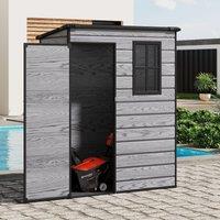 5x3ft / 5x4ft Plastic Garden Storage Shed with Front and Size Door for Bikes and Tools