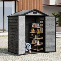 6x4ft Plastic Corrosion-Resistant Garden Storage Shed with Lockable Door