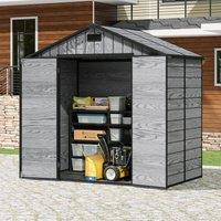 8x4/6x6ft PP Outdoor Apex/Flat Roof Garden Storage Shed with Window and Vent