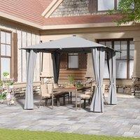 3x3x2.6m / 4x4x2.6m Light Grey / Dark Grey Single Roof Iron Tent with Lights Square Canopy with Ground Pegs