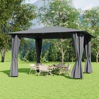 3x3x2.6m / 4x4x2.6m Light Grey / Dark Grey Single Roof Iron Tent with Lights Square Canopy with Ground Pegs