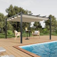 3x3m/3x4m/3x6m/4x4m All-Aluminum Flat Top Tarp Tent -Off-White/Light Grey