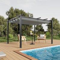 3x3m/3x4m/3x6m/4x4m All-Aluminum Flat Top Tarp Tent -Off-White/Light Grey