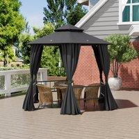 1.6x1.6x1.6m Dark Grey Hexagonal Shade Canopy with Fence