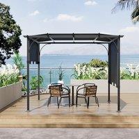 3x3x2.3m/3x4x2.3m Dark Grey Pergola Style Shade Canopy with Adjustable Roof
