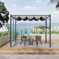3x2.8x2.3m Dark Grey Pergola with Single-Sided Hollow Fence