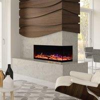 Smallbee 117cm/150cm L-Shaped Electric Fireplace WiFi Control, LED Display, Resin Logs & Crystal Stones with Heating