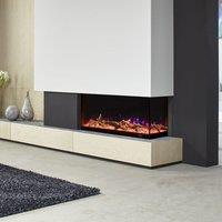 Smallbee 117cm/150cm L-Shaped Electric Fireplace WiFi Control, LED Display, Resin Logs & Crystal Stones with Heating