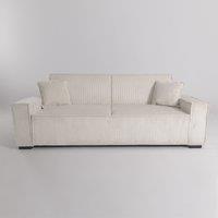 Beige & Grey Corduroy Sofa Bed with Adjustable Backrest and Spring Coil Support