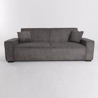 Beige & Grey Corduroy Sofa Bed with Adjustable Backrest and Spring Coil Support