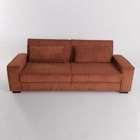 Caramel & Deep Blue Corduroy Sofa Bed with Adjustable Backrest and Spring Coil Support