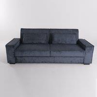 Caramel & Deep Blue Corduroy Sofa Bed with Adjustable Backrest and Spring Coil Support