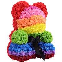 Simulation Foam Forever Rose Teddy Bear Gift Box-Colored